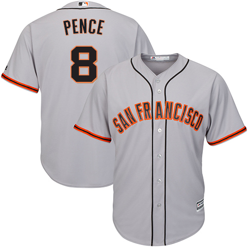 Giants #8 Hunter Pence Grey Road Cool Base Stitched Youth MLB Jersey - Click Image to Close